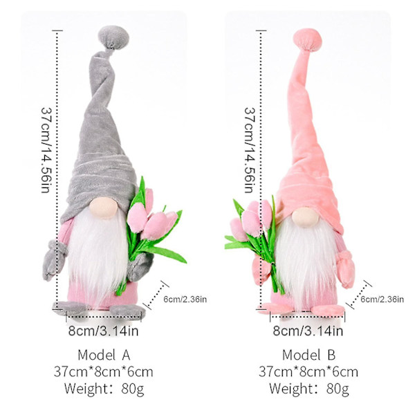 Ansiktslös Tomte Älva Tulpan Plyschdocka Rudolf Tygdekoration Påskdekor Ornament Mors Dag Present Kreativitetsleksak Pink