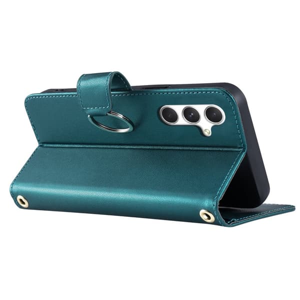 Wallet Case for Samsung Galaxy S26 Artificial Leather Ring Holder - Green