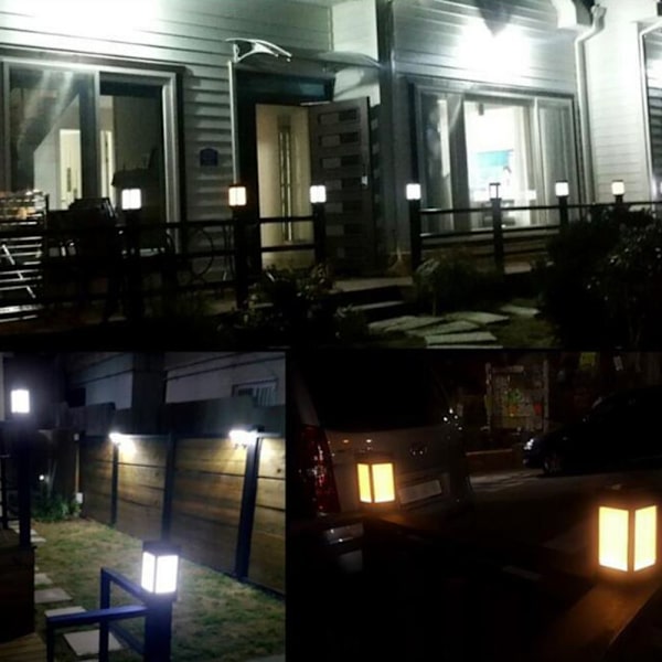 Stolpgårdsstaket Stolplampor Utomhus Solcell LED Balkonglampor Varmt Ljus