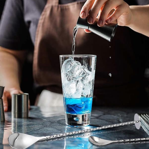 Røreske i rustfrit stål, 2-pak spiralmønster barske til cocktailshaker høje kopper (sølv)