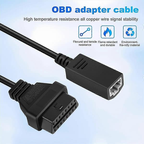 OBD2-kabel til Honda 3Pin OBD1-adapter OBD2 OBDII til Honda 3-ben til 16-ben stik kompatibel Dia Black