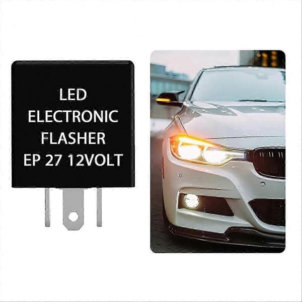 5-bens LED-blinkrelæ til blinklys, elektronisk advarselsblinkindikator med EP27-kompatibilitet Black