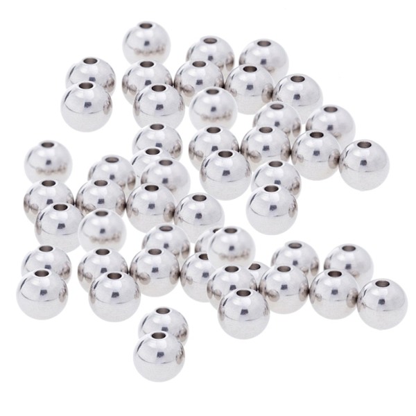 50 st Silver Rostfritt Stål Runda Distanspärlor DIY Smyckestillverkning 8mm x 8mm