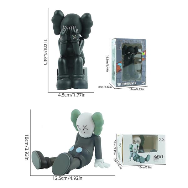 Kaws-inspirerad ansiktstäckande figurleksak, kreativ och hållbar actionfigur Grey KAWS