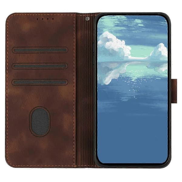 Til Samsung Galaxy S25 Deksel i Skinn Geometrisk Mønster Coffee