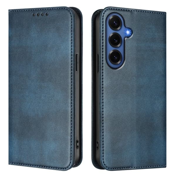 [RM]Samsung Galaxy S26+ Pung Etui Retro Tekstur RFID Beskyttelse Kunstlæder - Blå