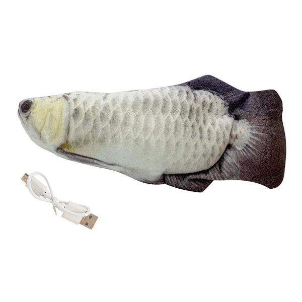 Elektrisk Fisk Leksak Katt Kattunge Viftande Kattmynta Silver Arowana