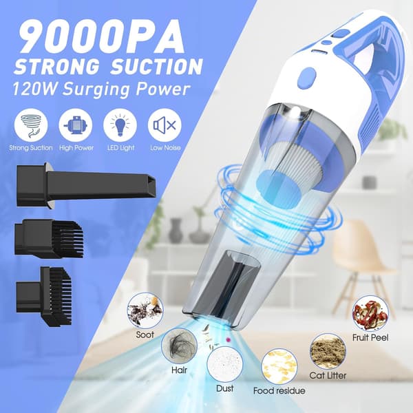 150W Handheld Car Vacuum Cordless, Handheld Vacuum Cleaner with Powerful Suction