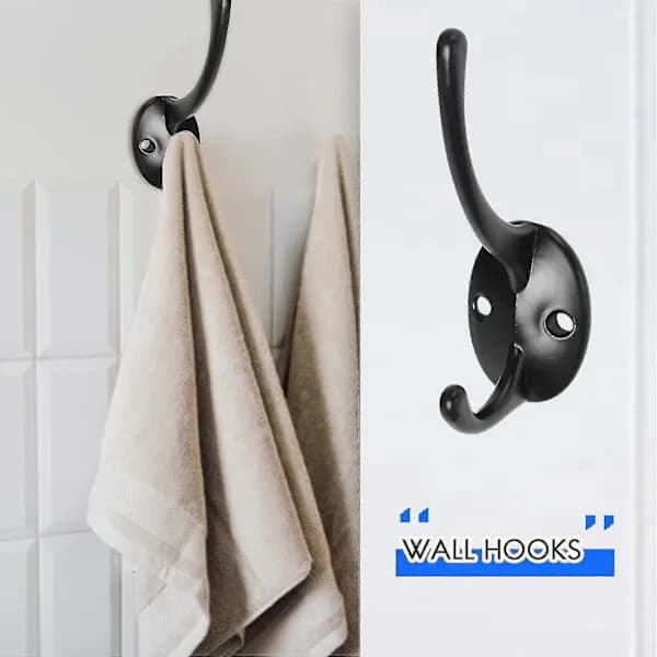 [RM]12-pack Coat Rack Mounted with Retro Double Hooks, Useful Hooks for Coat, F