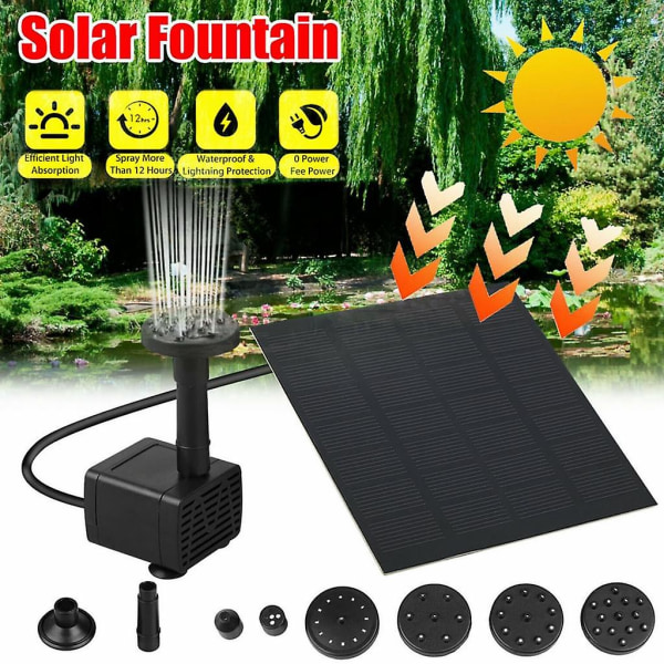 1,2w Solar Fountain Inbyggd 160 Mah batteri Solar Pond Pump