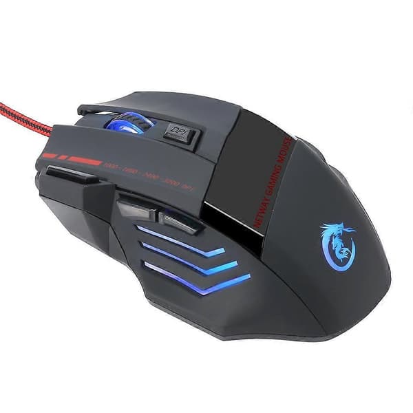 5500DPI 7 knapper LED USB Optisk Kablet Gaming Mus til Pro Gamer A907 Sort