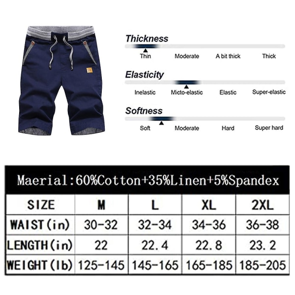 Herrshorts Casual Classic Fit Sommarstrandshorts med dragsko med resår i midjan och fickor Strandshorts för män XXL