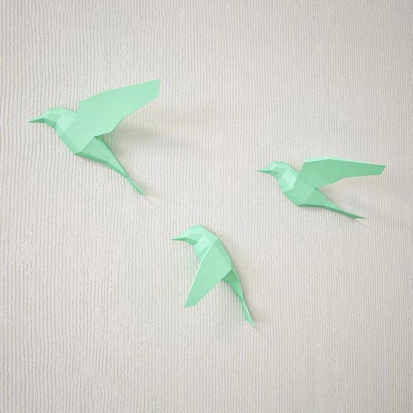 Kreativ 3D Pappersmodell Fåglar Pussel Förskuret papper Craft DIY Ornament Grön