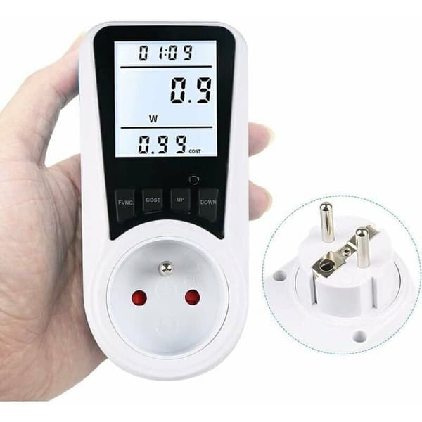 Wattmeter stikdåse - LARGEIGHT - AC 230V - LCD-skærm - Flere farver - Indendørs