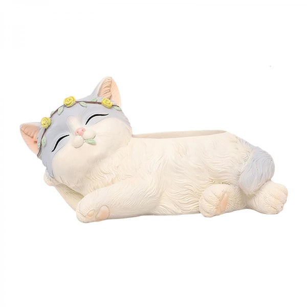 Katt Suckulent Växtkrukor Tecknad Blomkruka Trädgård Hem Kontor Dekor Stil3