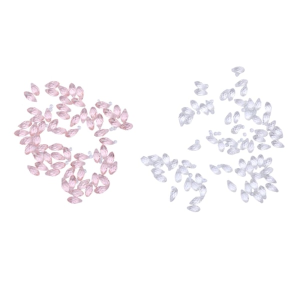 100x Kristallglas facetterade pärlor Charm Borrade hängen DIY Craft Clear+Pink