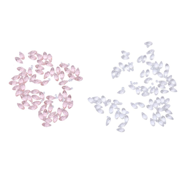 100x Kristallglas Fasetterade Pärlor Berlock Borrade Hängen DIY Hantverk Klar+Rosa
