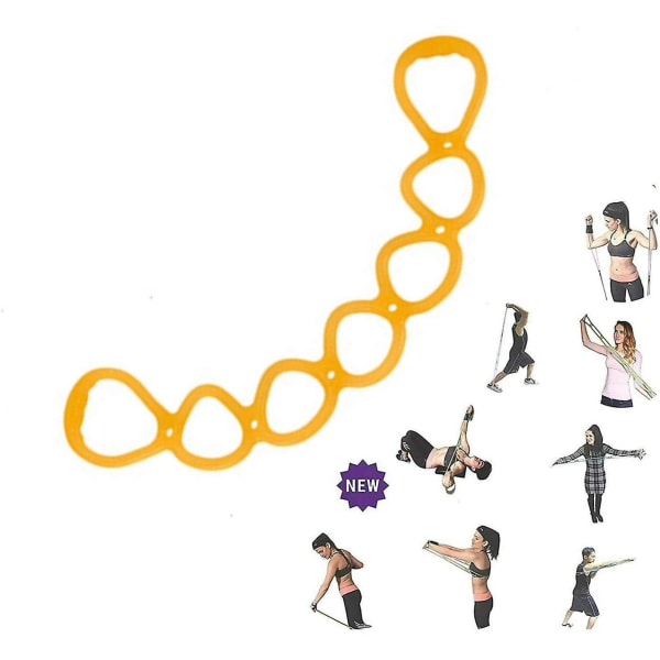 Bärbart 7-ringars stretch- och motståndsträningsband | Rygg, fot, ben, handbår, armtränare| För träning i hemmet eller fitness , fysisk Th Yellow