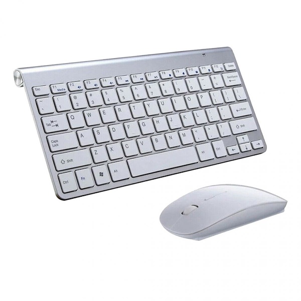 Mini Trådlöst Tangentbord Mus Set Vattentätt 2.4G För Laptop Mac PC Silver