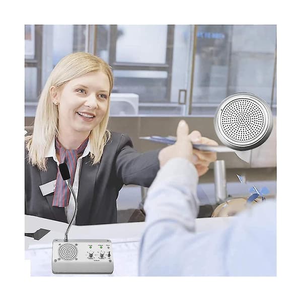 Vindueshøjttalersystem, Tovejs Vinduesmikrofon Intercomhøjttaler, Intercomsystem Til Erhverv, Kontor, Skole EU-stik