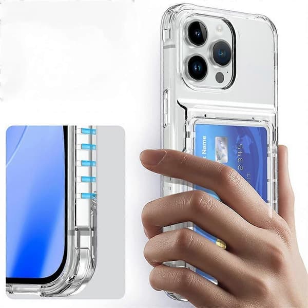 Lämplig för iPhone 15 Transparent iPhone skyddsfodral med korthållare