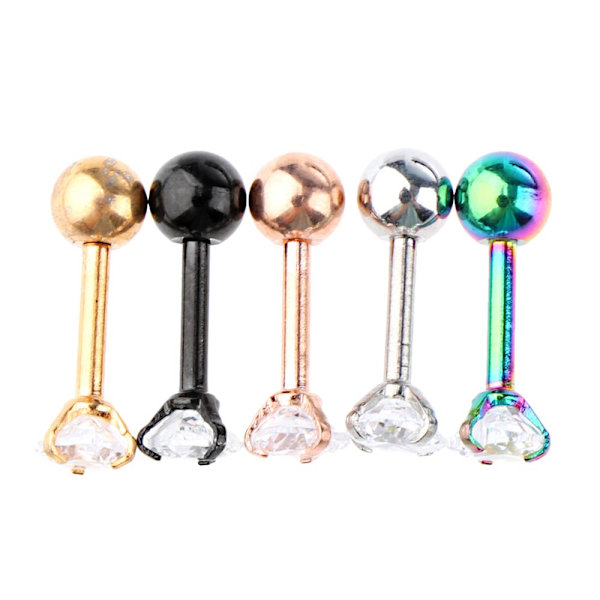 5 st rostfritt stål strass labret läpp öra stud örhänge 16g hjärta kristall