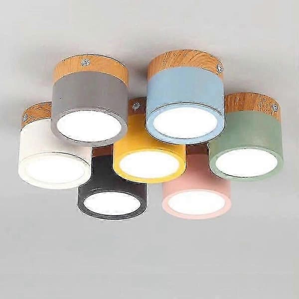 7w Led Loft Downlight Dæmpbar 7w 9w Overflademonteret Loftlampe Træ Moderne Lyseblå [MI] Blue 7W white light
