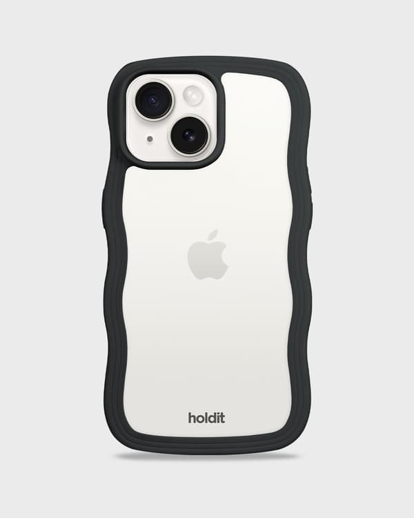 holdit iPhone 15 / 14 / 13 Deksel Wavy Svart/Transpa 54