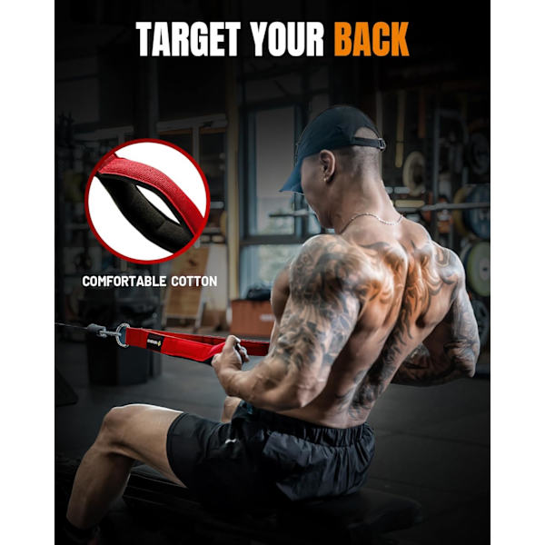 [RM]Triceps Rope Attachment - Improved Range of Motion Cable Handle for Pushdowns, Curls, Face Pulls, Professional Gym Use red red color
