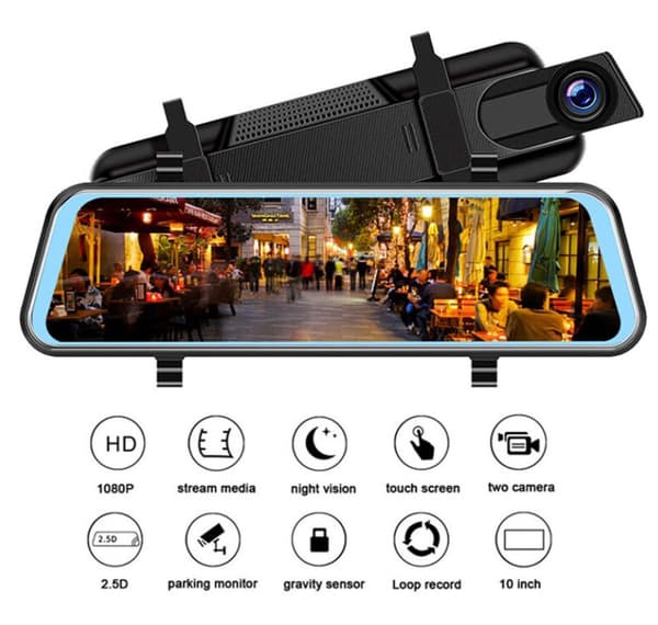 [RM]Rearview Mirror Camera and Backup Camera, Night Vision, G-Sensor, Loop Recording, Parking Assist, Parking Mode [1080P, 170° Front 720P, 150° Rear]