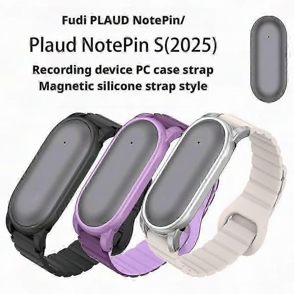 Justerbart magnetisk silikonearmbånd med etui til PLAUD NotePin/NotePin Black