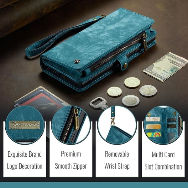 [RM](For iPhone 14 Pro Max) 2 in 1 Wallet Case with Detachable Wrist Strap and Multiple Card Slots svart