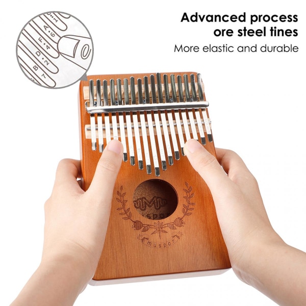 Set med 2 musikinstrument Mbira 17 Key Kalimba Thumb Piano Wood Finger