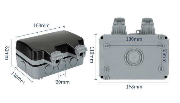 Double Waterproof Outdoor Socket, IP66 Waterproof Outdoor Socket, with Switch Waterproof Wall Socket with Protective Cover