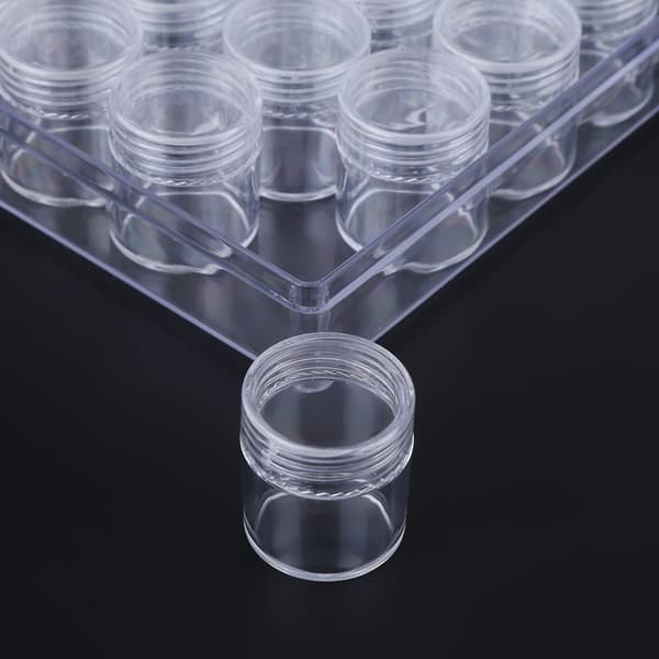 [RM]30 Pcs Clear Plastic Jewelry Beads Small Round Containers with Rectangular Box