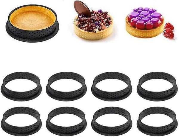 8 st perforerade kakformar, runda mousse-ringar, cirkeltartelett