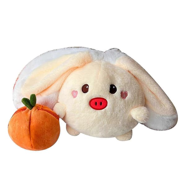 [RM]Sød blød vendbar persimmon plyslegetøj pude gris S 18cm