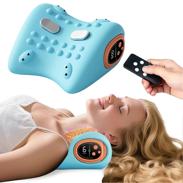 Cervical Massagepude – Ergonomisk & 3 Tilstande – til Bølgevibration & Varmeterapi Black