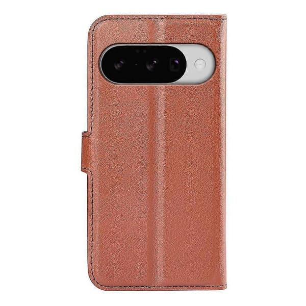 [RM] Litchi læder-telefonetui til Google Pixel 10 / 10 Pro Brown For Google Pixel 10 / 10 Pro