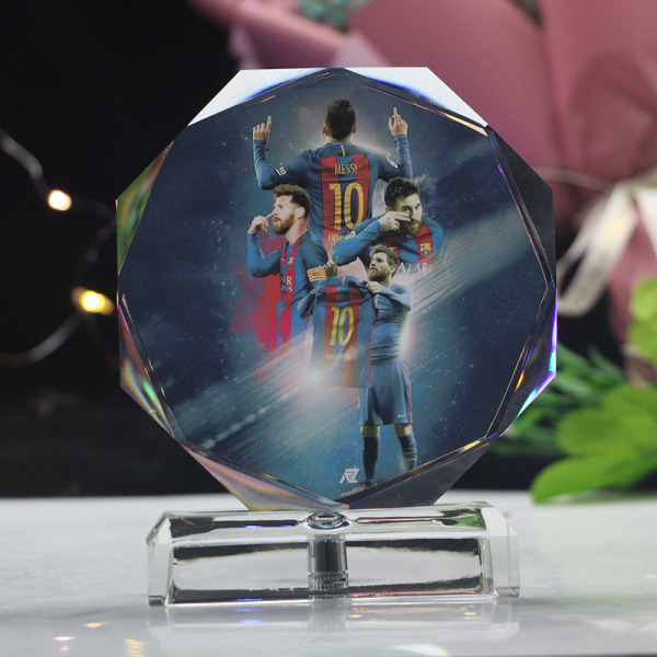 Ballerina Messi fotboll jubileumsfoto kristall lampa style 6