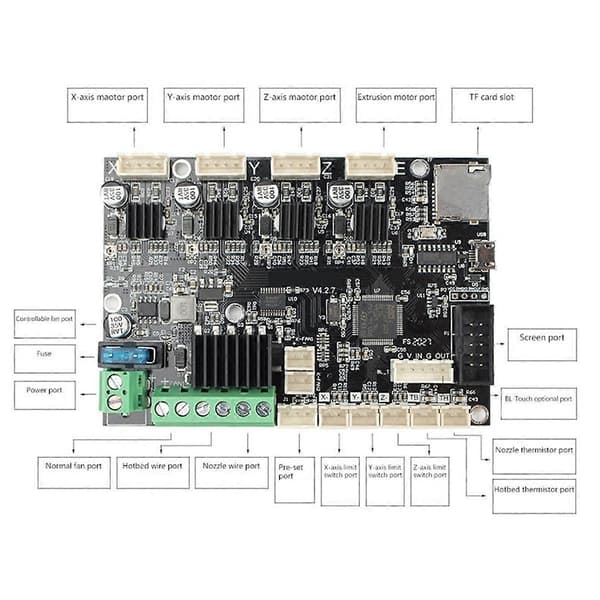 Stille hovedkort til 3D-printerdel 32-bit TMC2208 V4.2.7 Stille bundkort til Pr As Shown