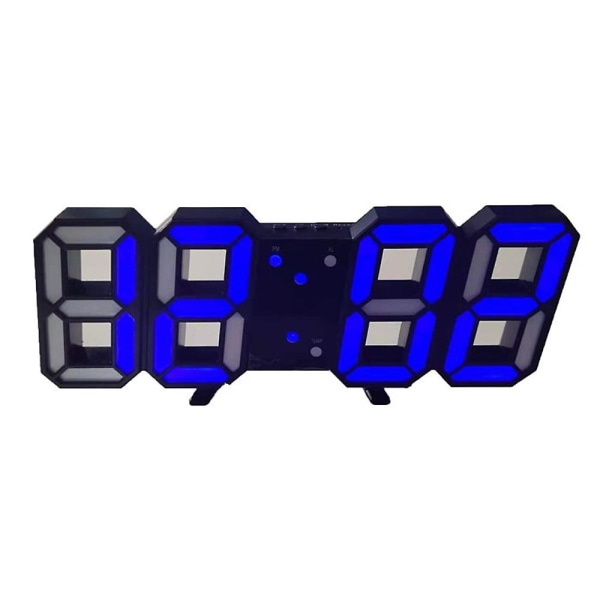 Digital Väggklocka LED Elektronisk Present Väckarklocka Intelligent 3D Digital Klocka Väckarklocka blue
