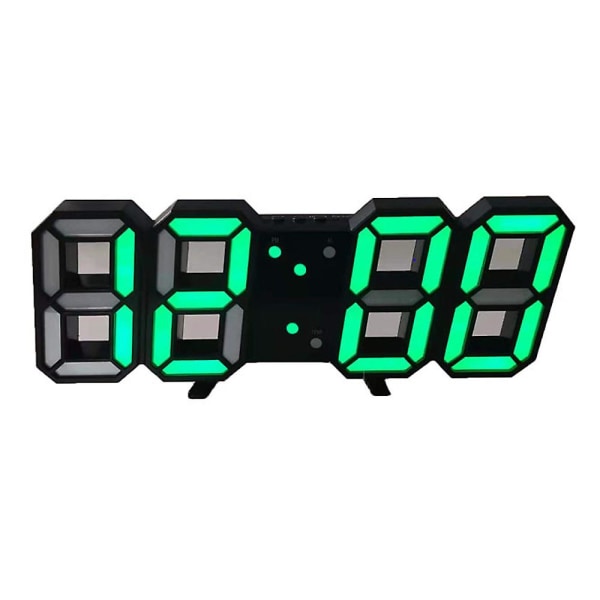 Digital Väggklocka LED Elektronisk Present Väckarklocka Intelligent 3D Digital Klocka Väckarklocka green
