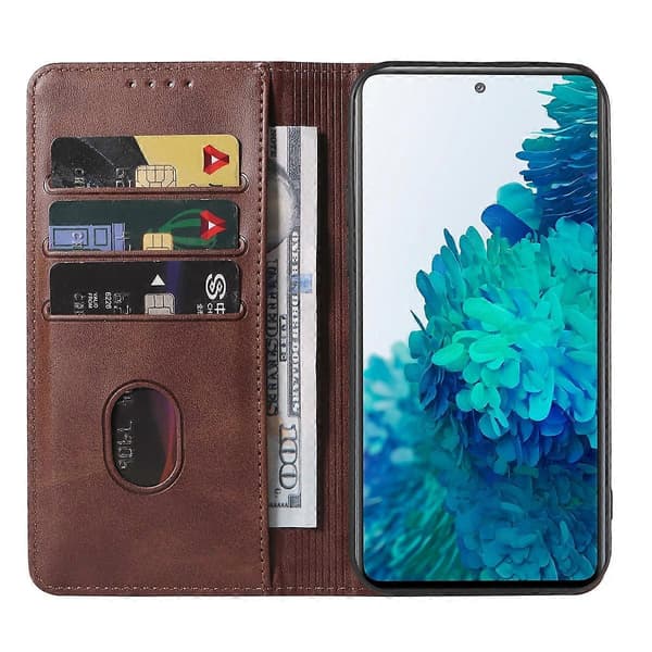 [RM] Til Samsung Galaxy S20 FE 5G, S20 FE, S20 Lite, S20 FE 2022 Læderetui med magnetisk lukning Brown