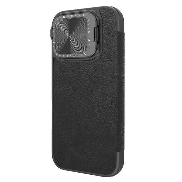 [RM]NILLKIN Qin Prop Series Leather Case with Lens Protector and Stand for iPhone 16 Pro Max - Black