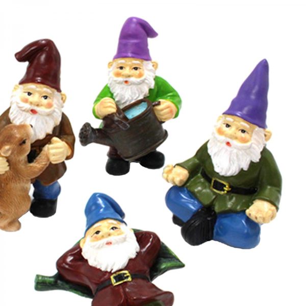 Set med 5 Mini Resin Trädgårdslandskaps Ornament Utomhusdekoration Fe Miniatyr