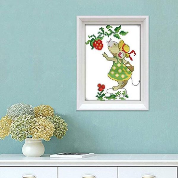 Liten råtta stämplad DIY Broderi Korsstygn Kit För Heminredning Gåva 11CT