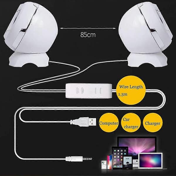 Dator USB-drivna högtalare Mini skrivbordshögtalare med Hifi-ljud White