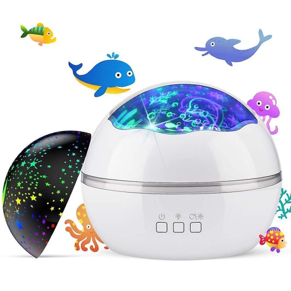 Galaxy Projector, Star Projector Night Light, 8 ljuseffekter för baby