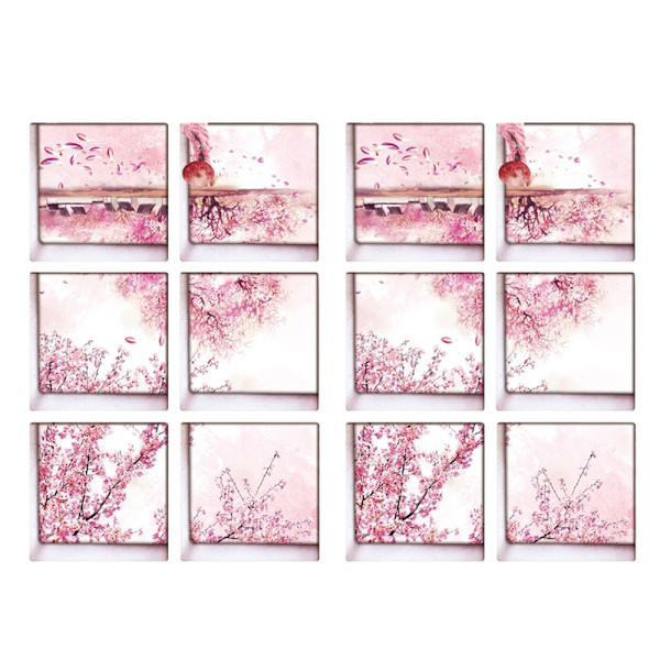 12 st 13x13cm 3D-effekt halkfri vattentät blomsterbadkarsdekal